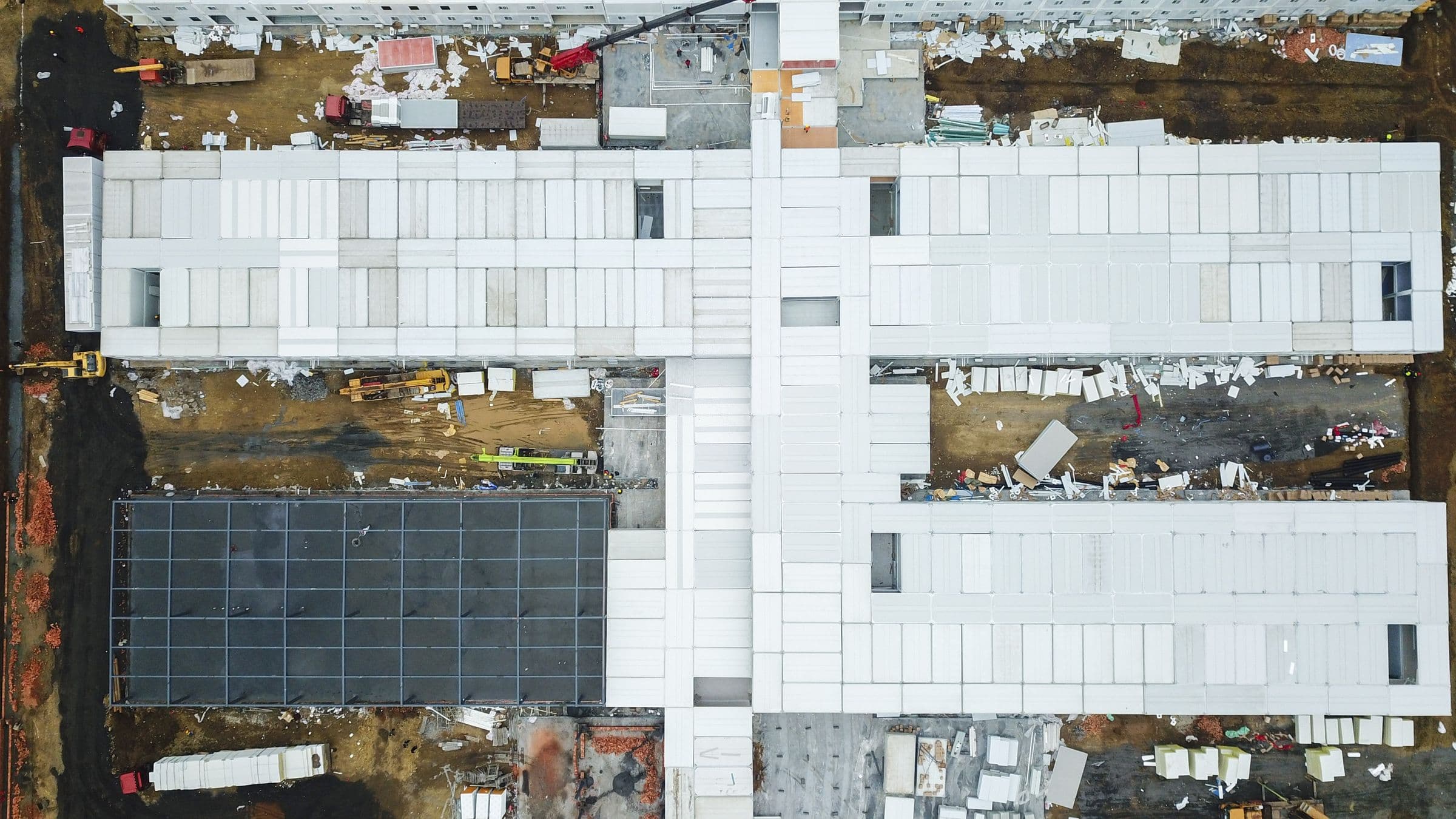Aerial view of a construction site